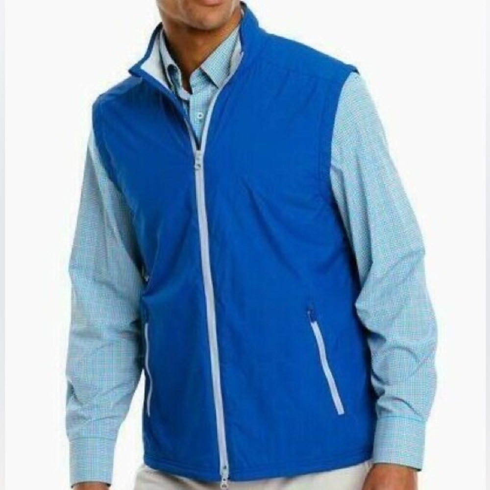 Southern Tide Men Size L Blue Full Zip Fleece Lined Cas Abo Performance Vest
